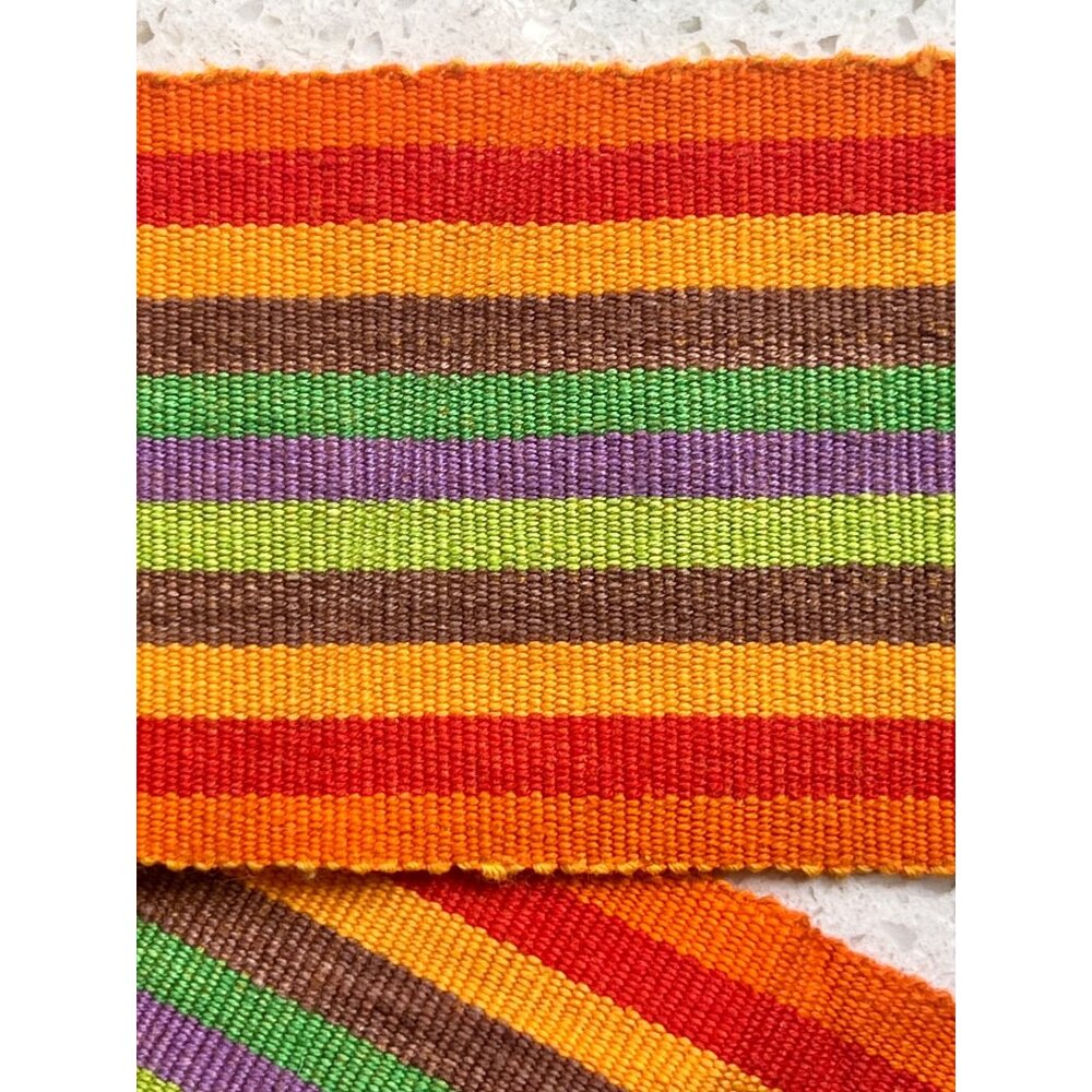Guatemalan Sash Belt Multicolor 76" Handwoven Boho Gift OJ Red Brown Green Pink - Picture 3 of 7